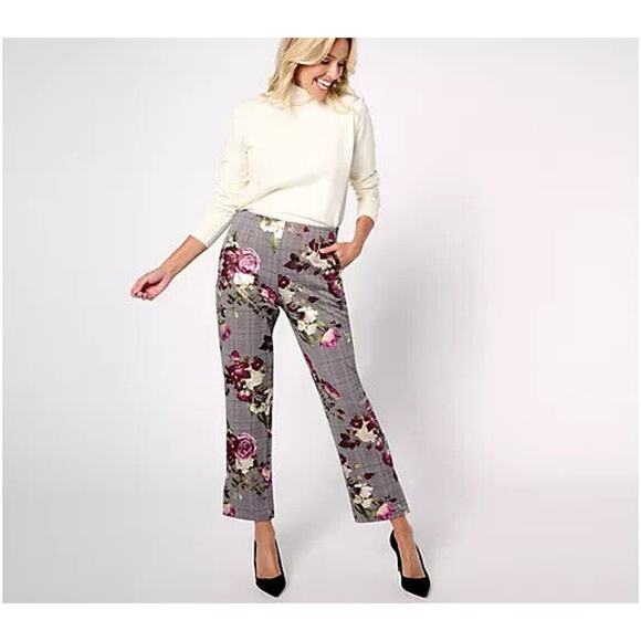 New Isaac Mizrahi Live! Straight Leg Ankle Pants w/Hem Vent Sz Large - Picture 4 of 6